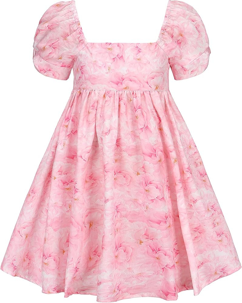 Girls Summer Dress Easter Ruffle Floral Halter Neck Cold Shoulder Sleeveless Beach Sundress 1-12 ... | Amazon (US)