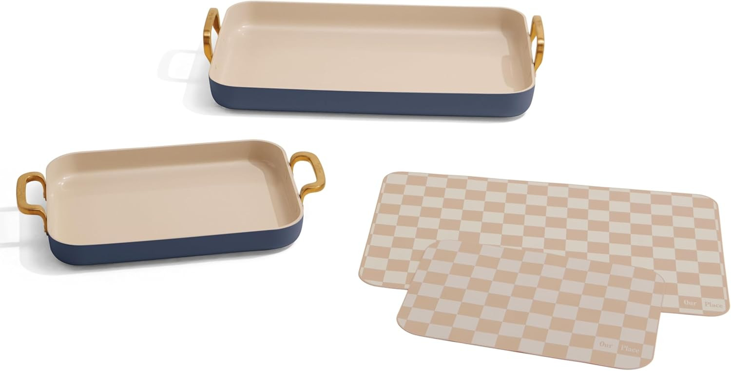 Our Place Essentials 4-Piece Griddle Pan Set | Nonstick Griddle Standard & Mini with Reusable Sil... | Amazon (US)