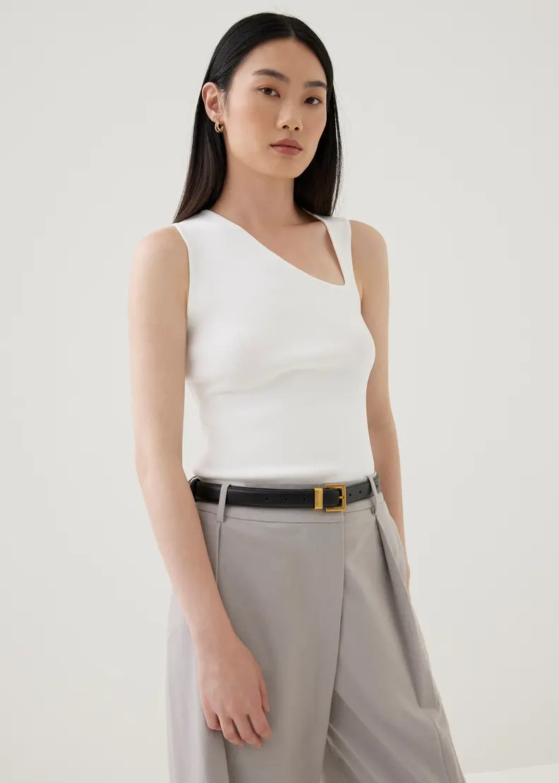 Zebbie Asymmetric Knit Tank Top | Love, Bonito USA