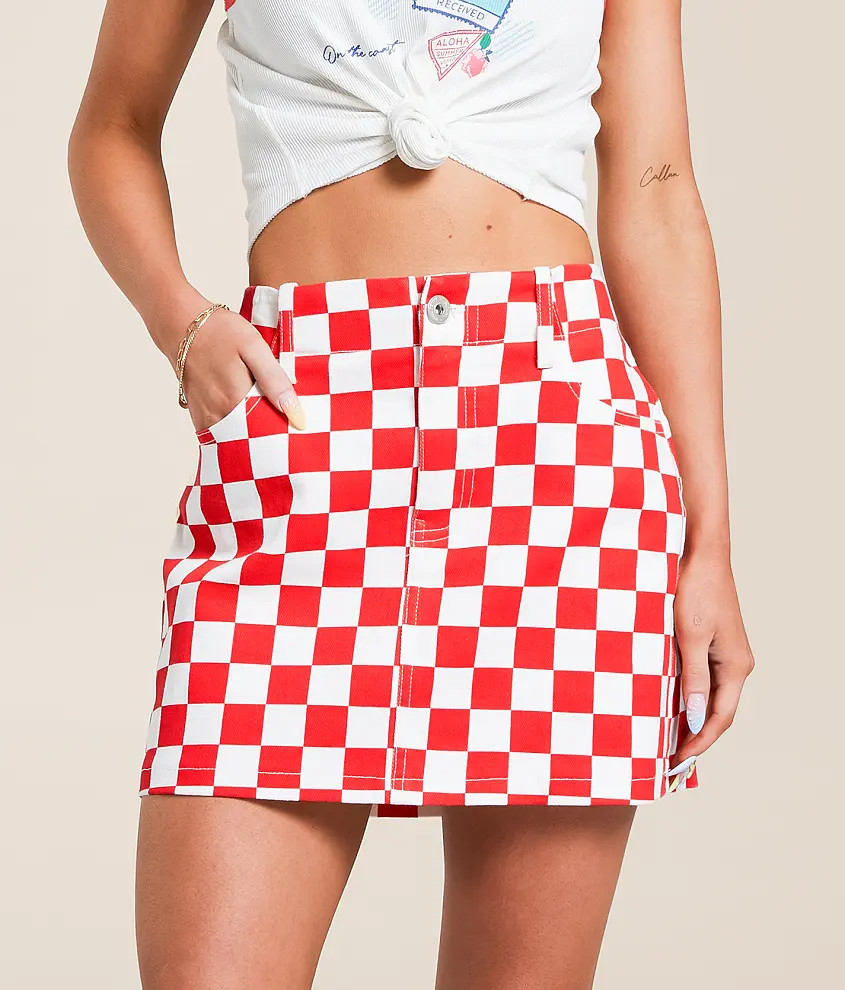 Checkered Stretch Mini Skirt | Buckle