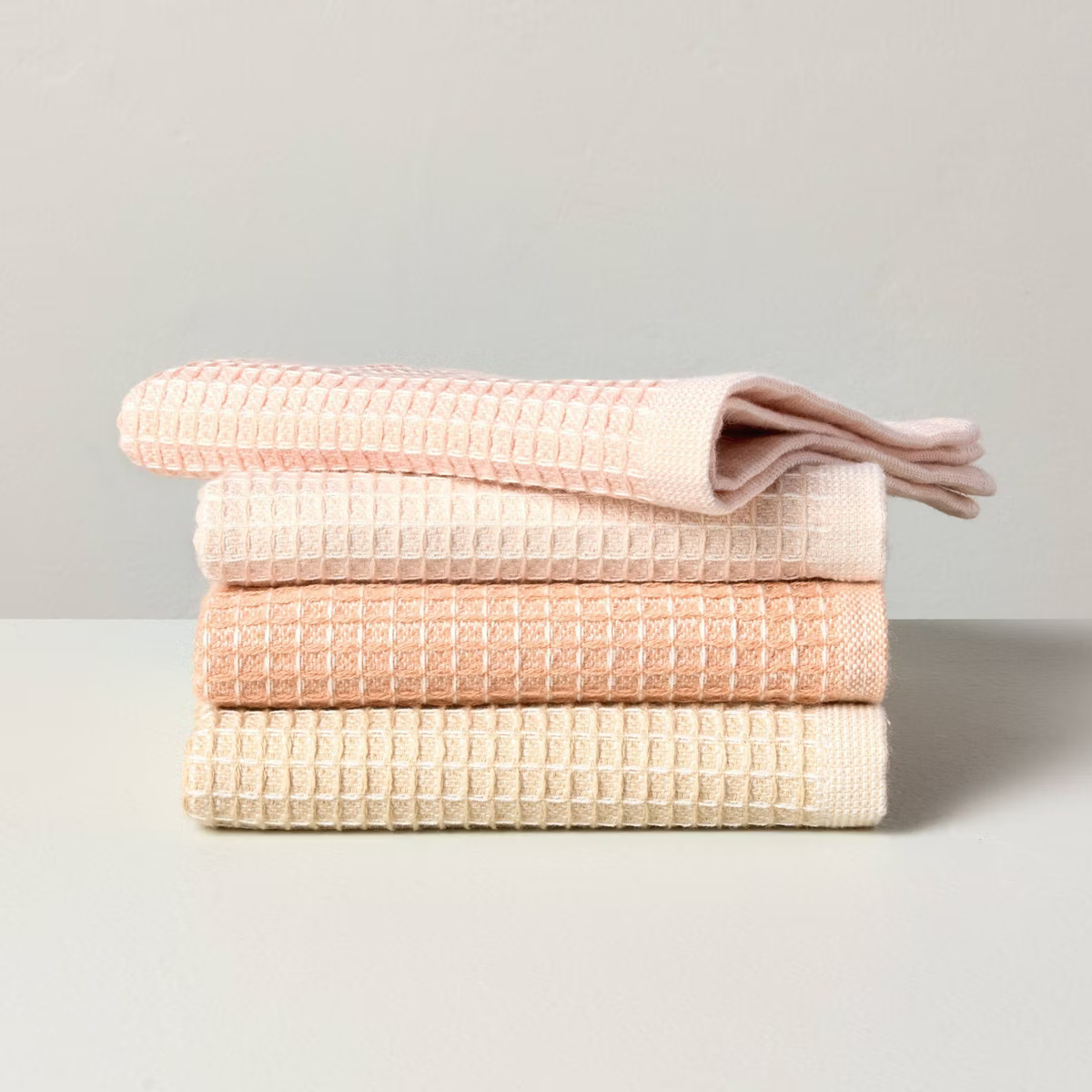 4pk Waffled Cotton Dishcloth Set Beige/Blush - Hearth & Hand™ with Magnolia | Target