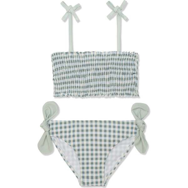 Recycled Polyester Gingham Girl Bikini, Blue | Maisonette