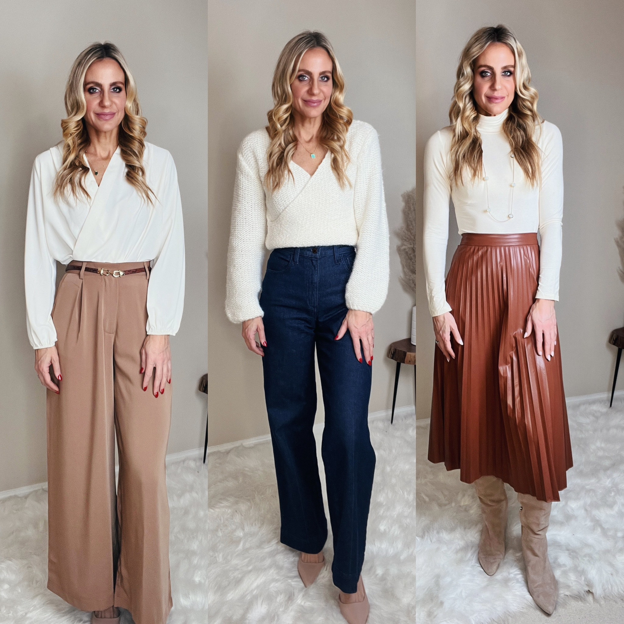 Workwear. Amazon work outfits. Weekend outfits. Wide leg pants. Faux leather skirt  

#LTKfindsunder100 #LTKworkwear #LTKsalealert