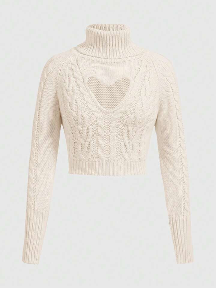 ROMWE Kawaii Valentine'S Day Heart Hollow Out Knitted Sweater | SHEIN