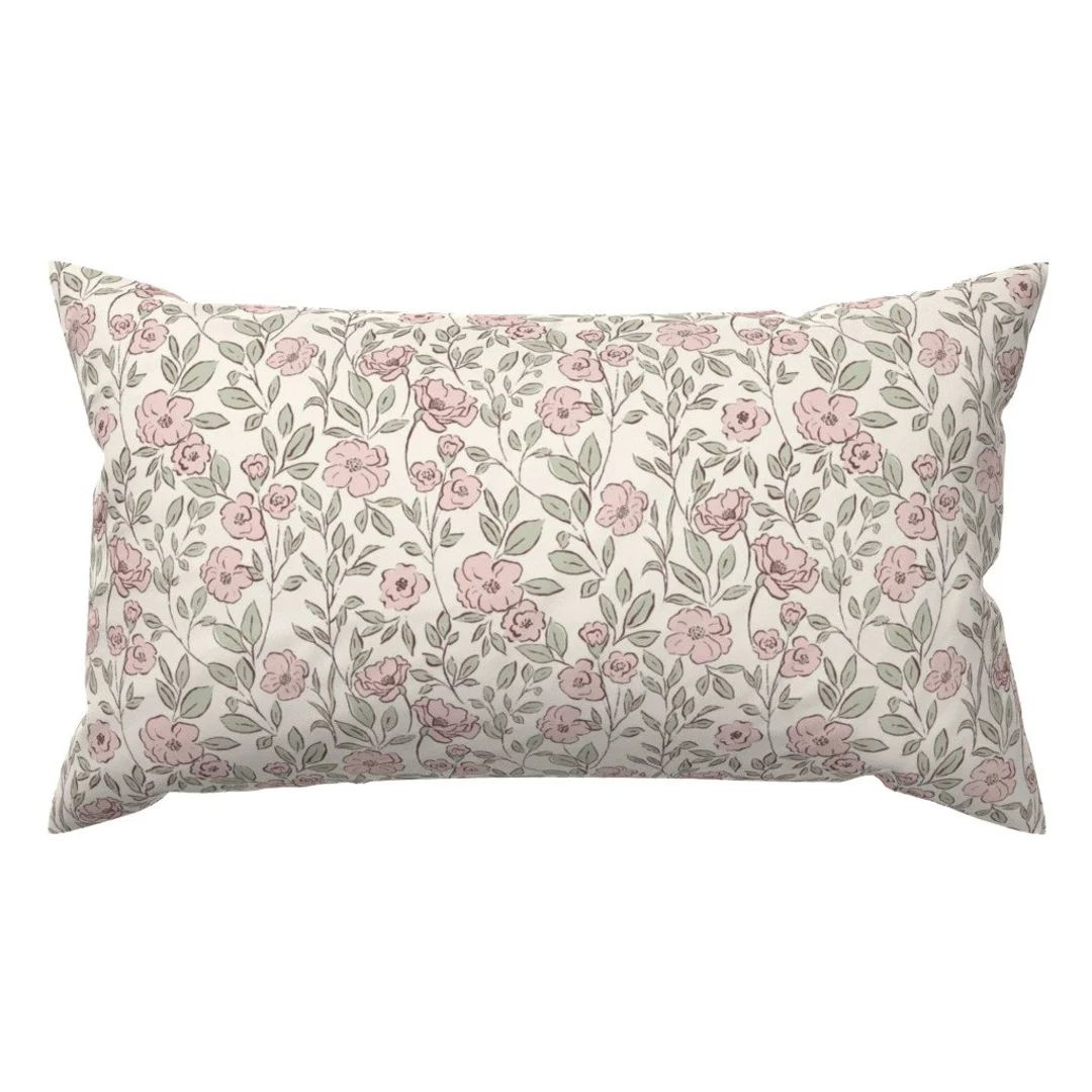 Vintage Blush Floral Accent Pillow - Love Letters by amanda_grace_design - Butterflies Cream  Rec... | Etsy (US)
