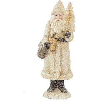 RAZ Imports Glittered Resin Santa Figure (White) | Amazon (US)