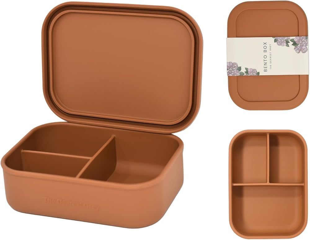 The Dearest Grey Leakproof Silicone Bento Box For Adults & Kids (Terracotta) | Amazon (US)