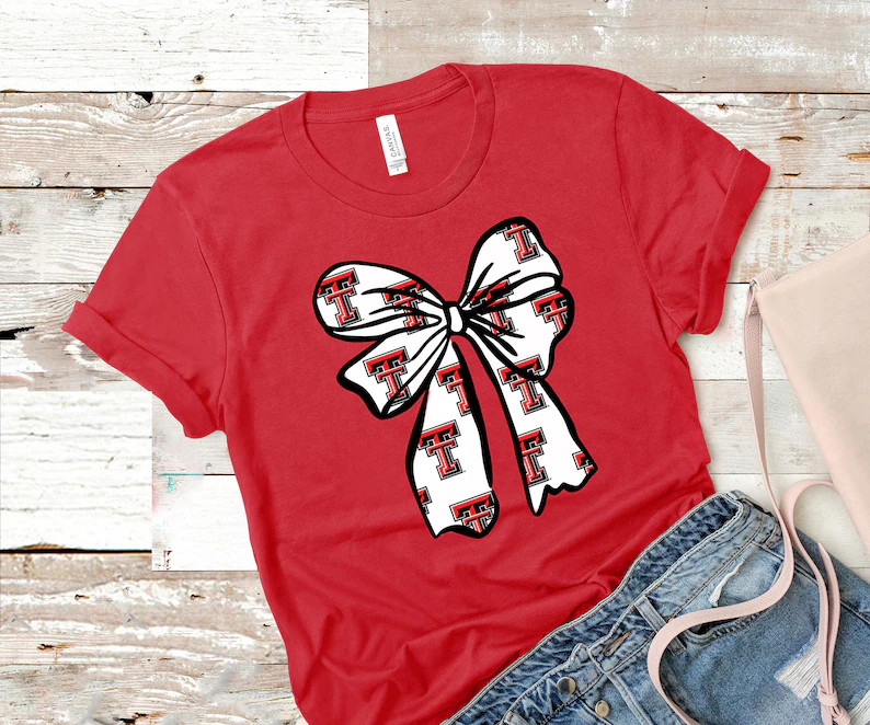 Coquette Bow T-Shirt: Red Raiders Game Day Tee | Etsy (Global)