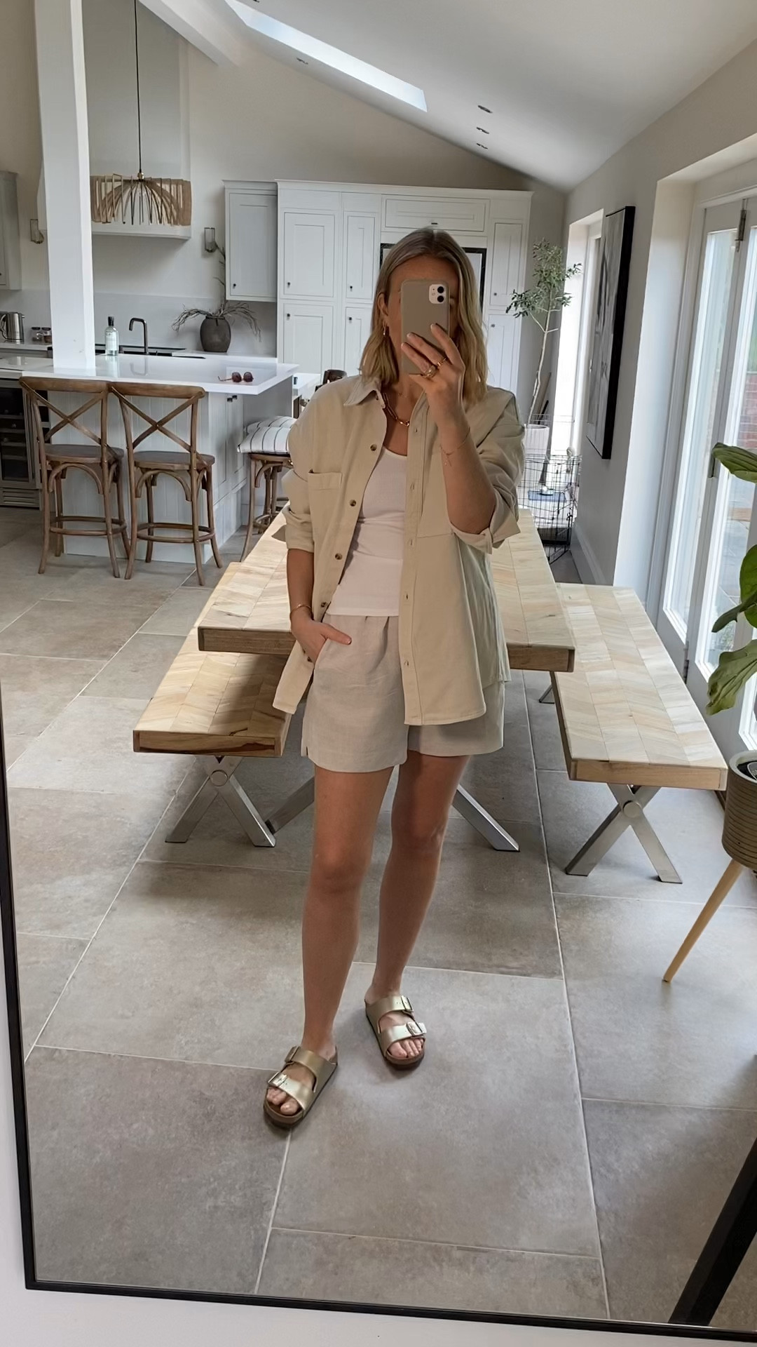 Shacket and shorts casual outfit 
Practical outfit 
H&M 
Wearing a small in the jacket and medium in the shorts 

#LTKmidsize #LTKsummer #LTKstyletip