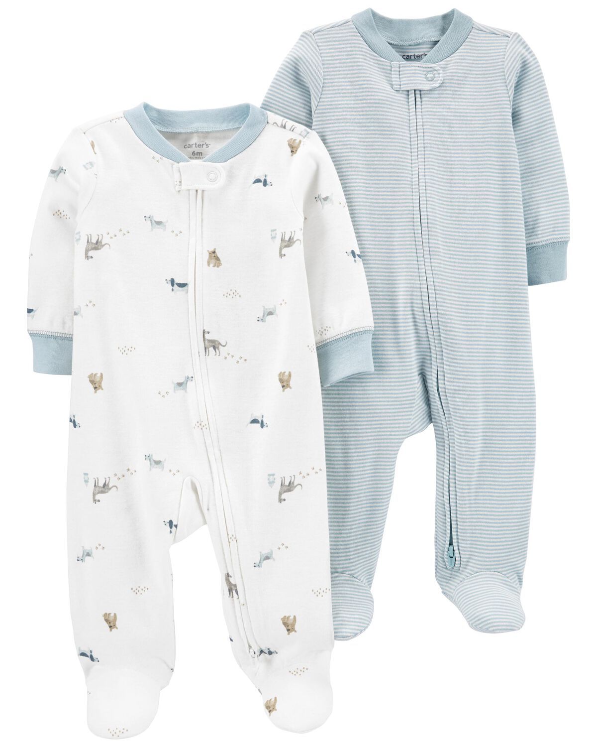 Blue/White Baby 2-Pack Zip-Up Sleep & Play Pajamas | carters.com | Carter's