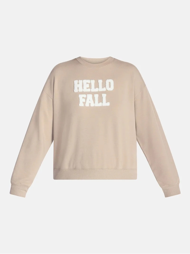 Halloween and Fall Women's French Terry Knit Lounge Sleep Top with Long Sleeves, Sizes XS-3X | Walmart (US)