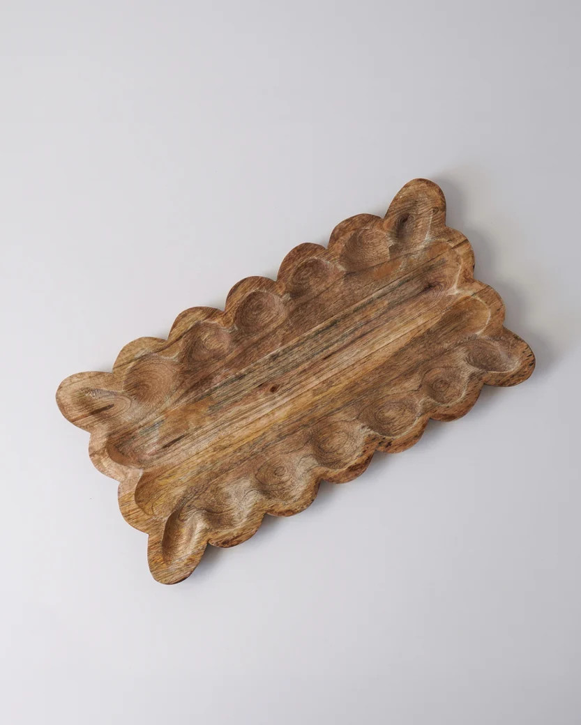 Careen Scalloped Wood Tray | MJHome