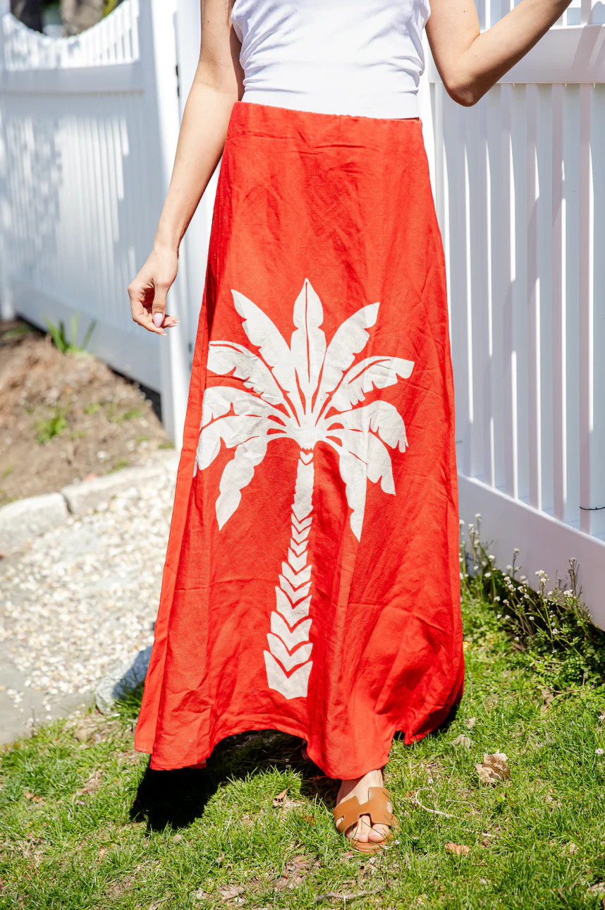 Red Palm Maxi Skirt | Sail to Sable