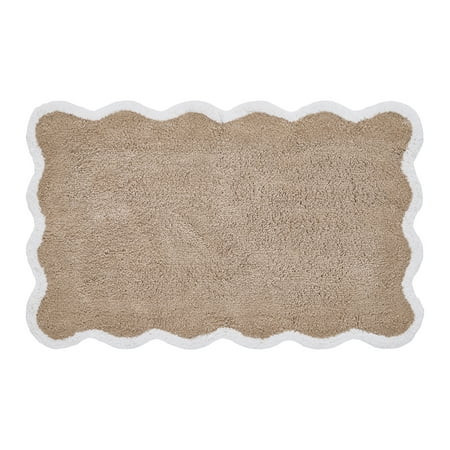 My Texas House Whitney Taupe Scallop Cotton Bath Rug, 20" x 32" | Walmart (US)