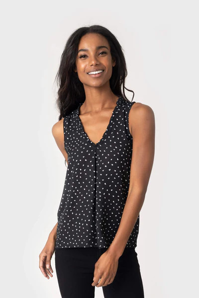 Ruffle Detail V-Neck Shell | Gibson