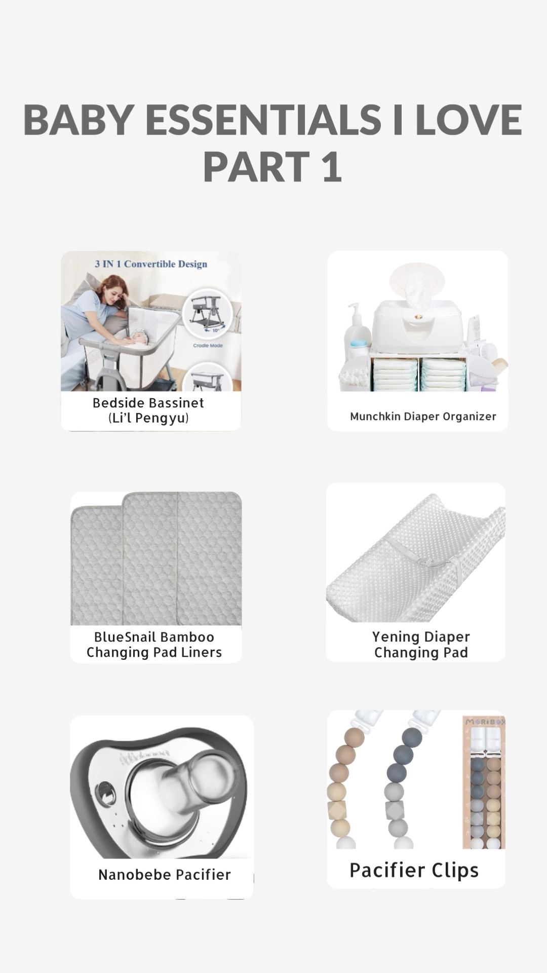 My favorite baby items! 
Baby changing pad+ liners| Diaper Organizer| Baby Bassinet | Pacifiers + clips

#LTKfamily #LTKbump #LTKbaby