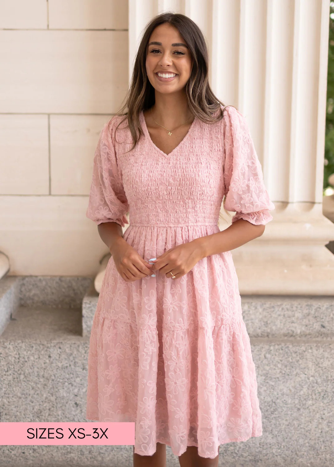 Robin Blush Floral Textured Dress | My Sister's Closet Boutique