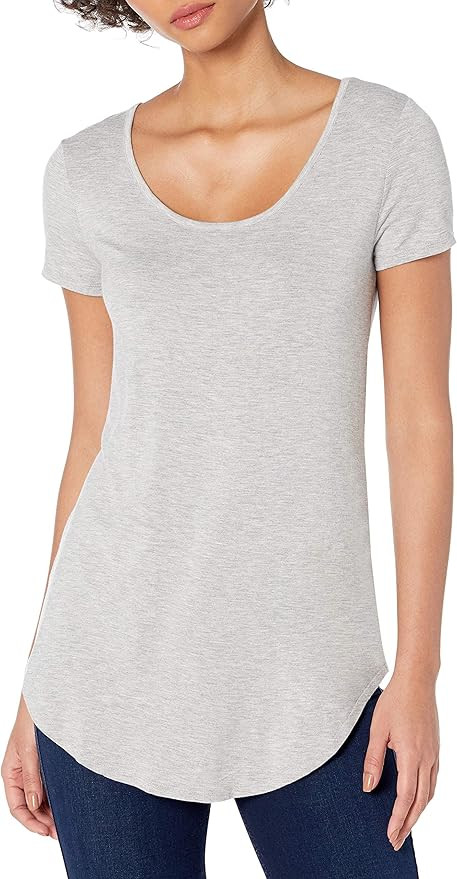 Daily Ritual Women's Jersey Short-Sleeve Scoop-Neck Longline T-Shirt | Amazon (CA)