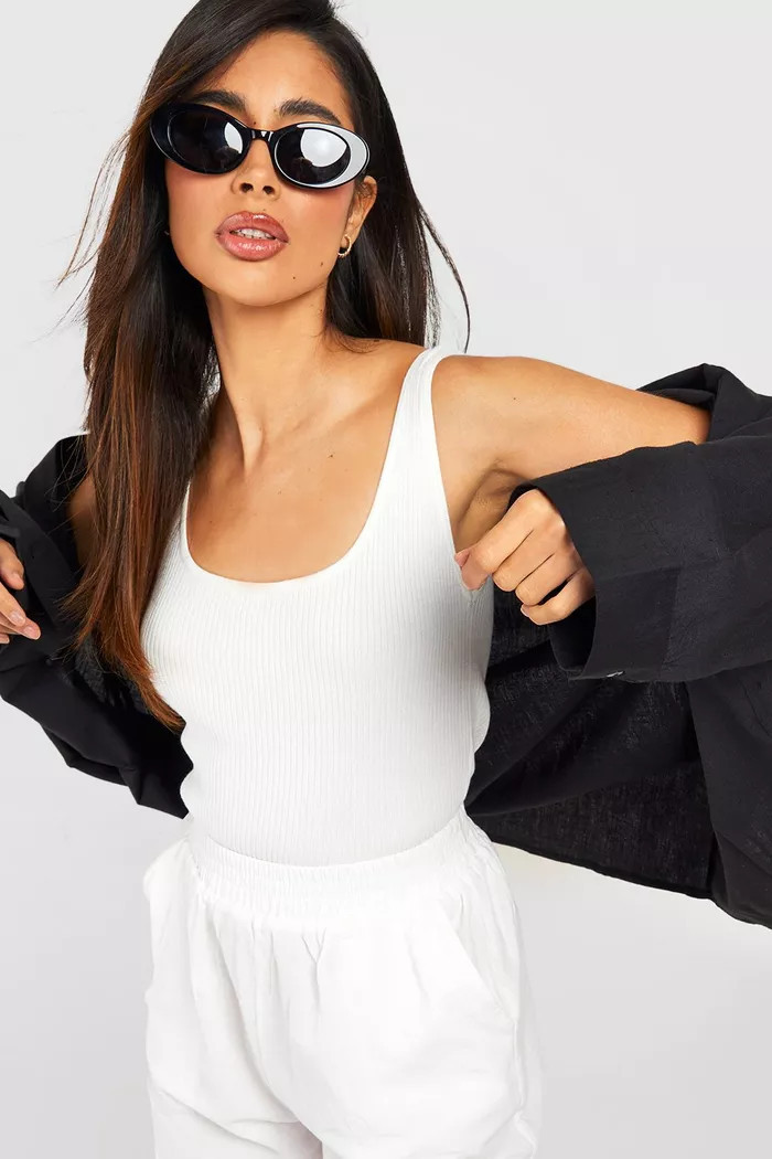 Square Neck Rib Knit Crop Top | Boohoo.com (UK & IE)