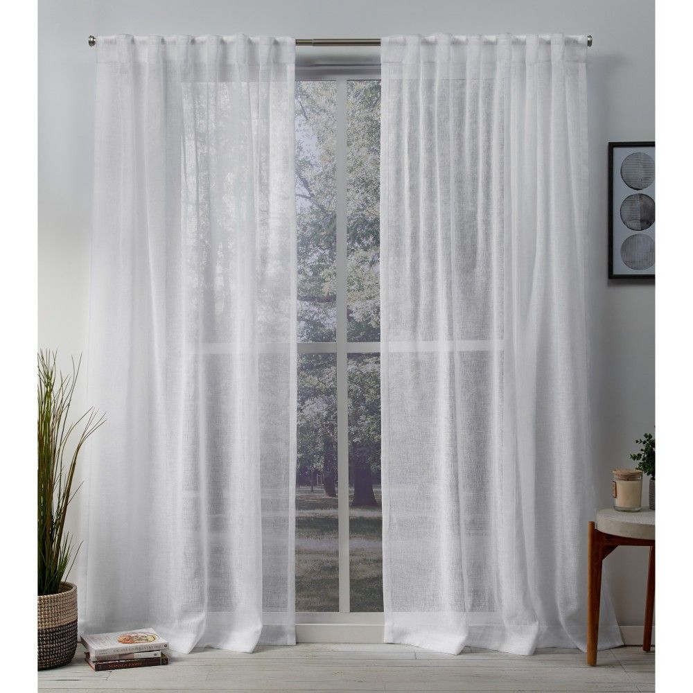 Set of 2 (108""x50"") Belgian Sheer Hidden Tab Top Curtain Panel White - Exclusive Home | Target