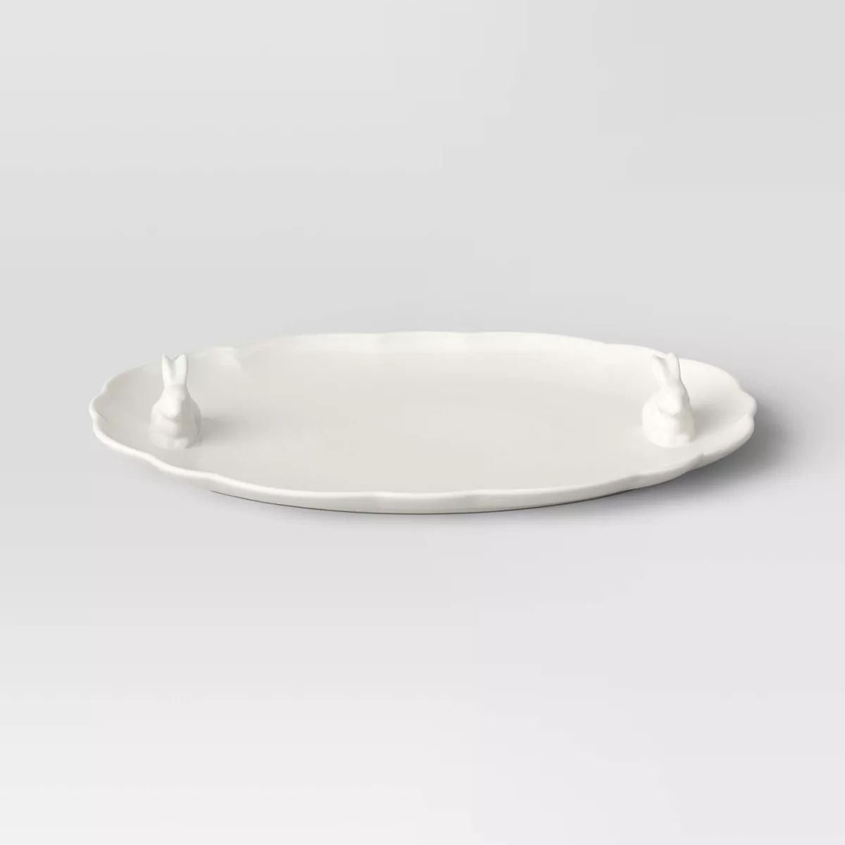 12"x16" Stoneware Oval Figural Bunny Serving Platter - Threshold™ | Target