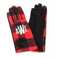 Monogram Initials Buffalo Plaid Gloves - Womens Pom Smart Touch Personalized Stocking Stuffer For He | Etsy (US)