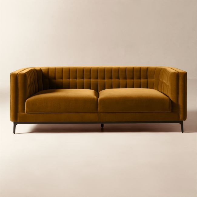 Ambroise 80"" Amber Velvet Sofa | CB2