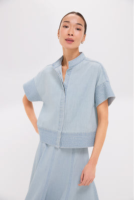 Light Wash Denim Trapunto Stitch Sofia Shirt | Tuckernuck (US)