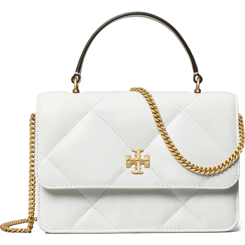 Tory Burch Mini Kira Diamond Quilted Leather Top Handle Bag in Blanc at Nordstrom | Nordstrom