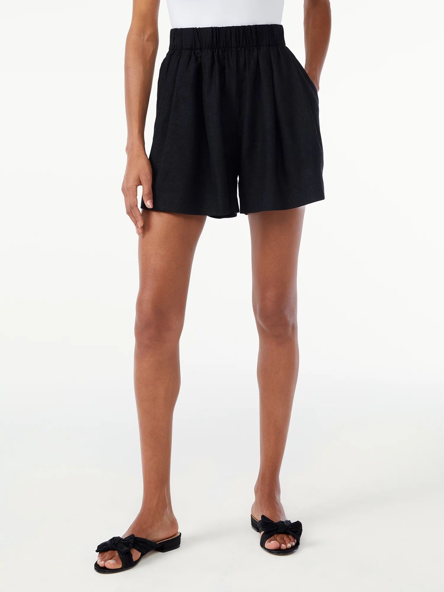 Scoop Women's Linen Blend Pull-On Short - Walmart.com | Walmart (US)