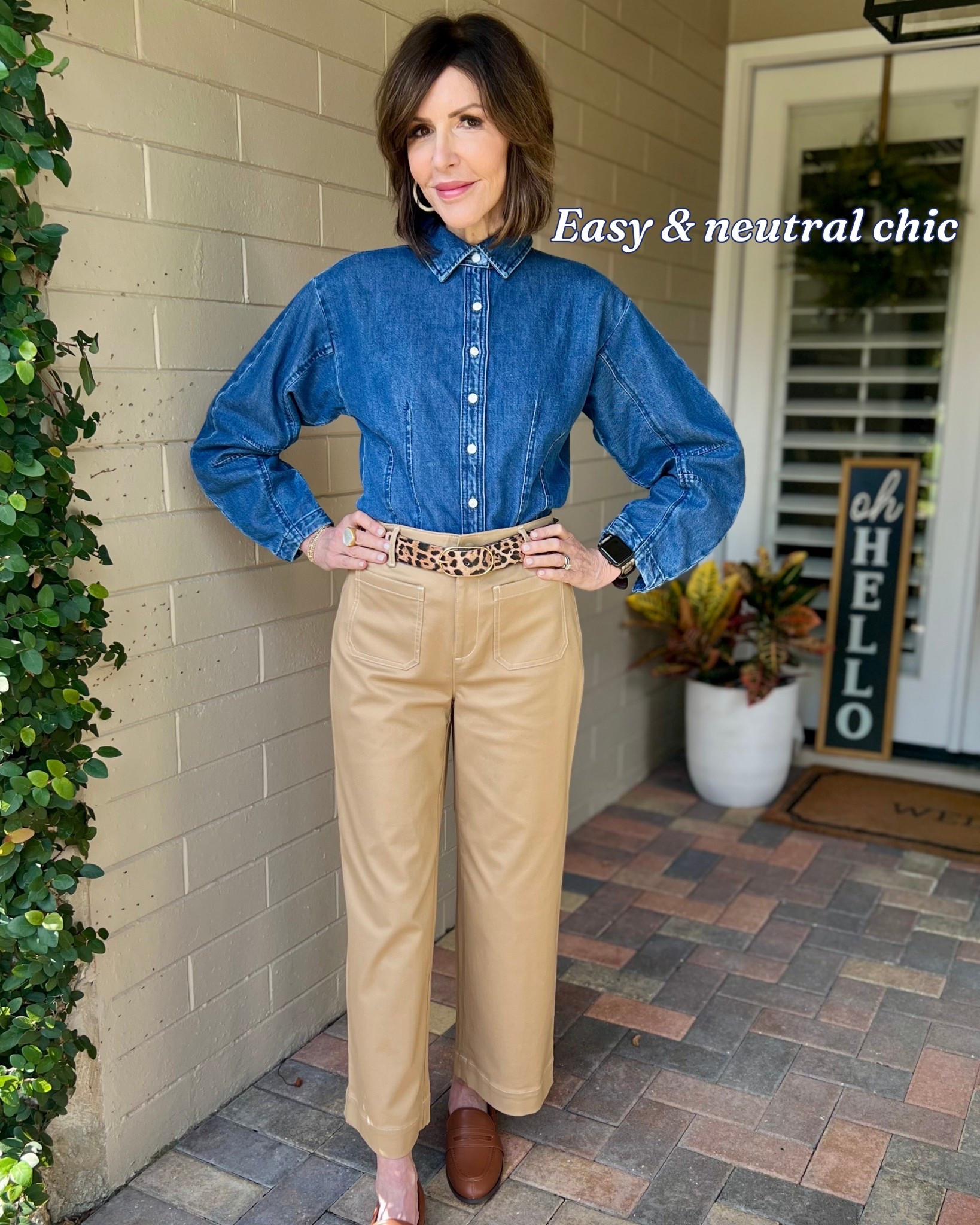 denim blouse, khaki pants, loafers, over 50 outfits 

#LTKSeasonal #LTKOver40 #LTKootd