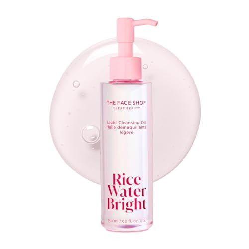 The Face Shop Rice Water Bright Light Facial Cleansing Oil, Daily Makeup Remover, Oil Cleanser, Vegan, Korean Skin Care with Jojoba Oil, Face Pore Cleanser, 150ml | Amazon (US)