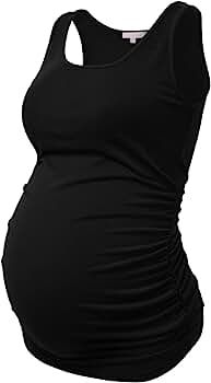 Maternity Tank Tops for Women Ruched Sleeveless Basic Tops Maternity Shirt Vest Pregnancy Tee | Amazon (US)