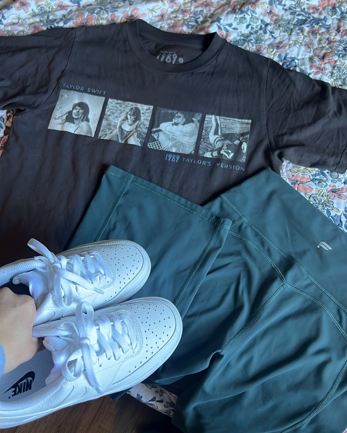 Tuesday ootd featuring Taylor swift merch from 1989 TV / my FAV Fabletics pants ever & my new white low court Nike sneakers from Rack Room Shoes 🤍

Casual ootd : Taylor swift merch : Fabletics pants : white Nikes : white sneakers 

#LTKstyletip #LTKGiftGuide #LTKActive