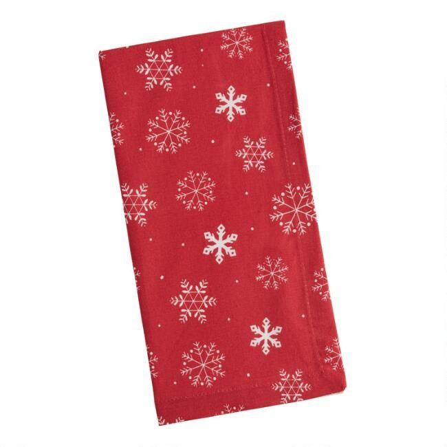Red Snowflake Napkins 4 Pack | World Market
