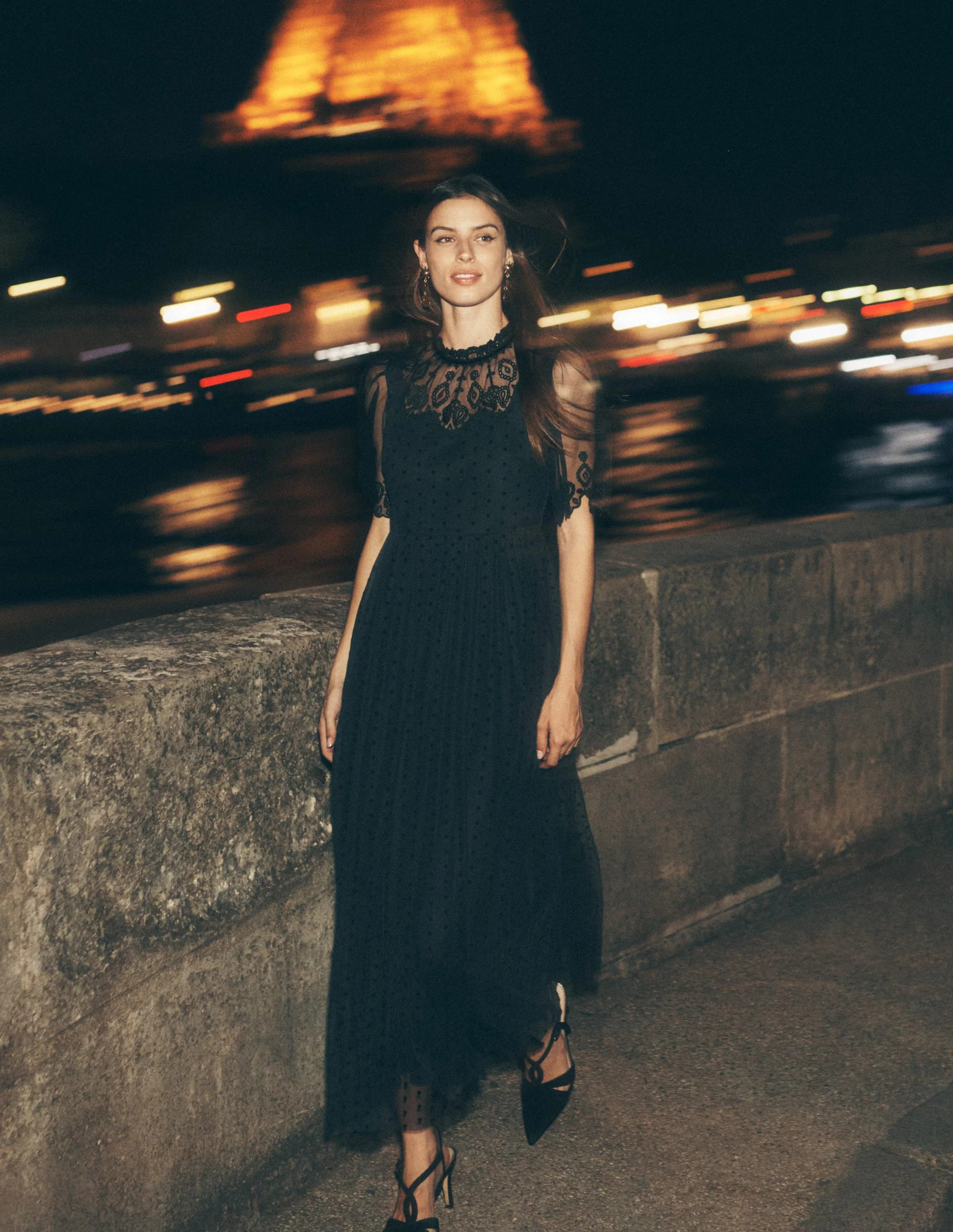 Embroidered Tulle Party Dress-Black | Boden (US)