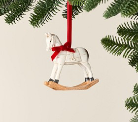 Vintage Glitter Rocking Horse Ornament | Pottery Barn Kids