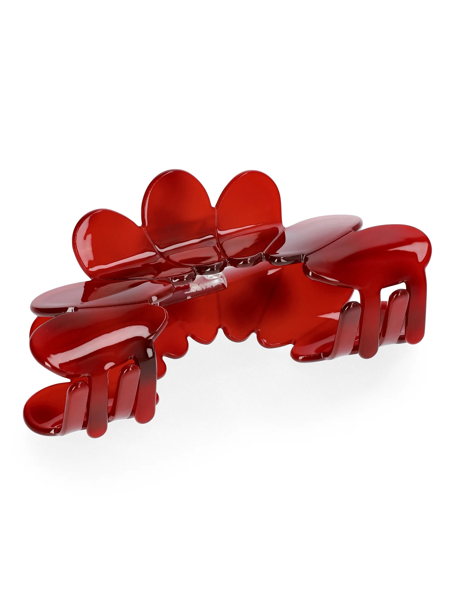 Time and Tru Women's Scalloped Hair Claw Clip, Red | Walmart (US)