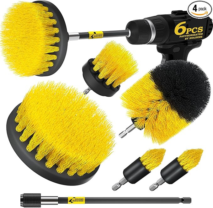 Holikme 6Pack Drill Brush Power Scrubber Cleaning Brush Extended Long Attachment Set All Purpose ... | Amazon (US)