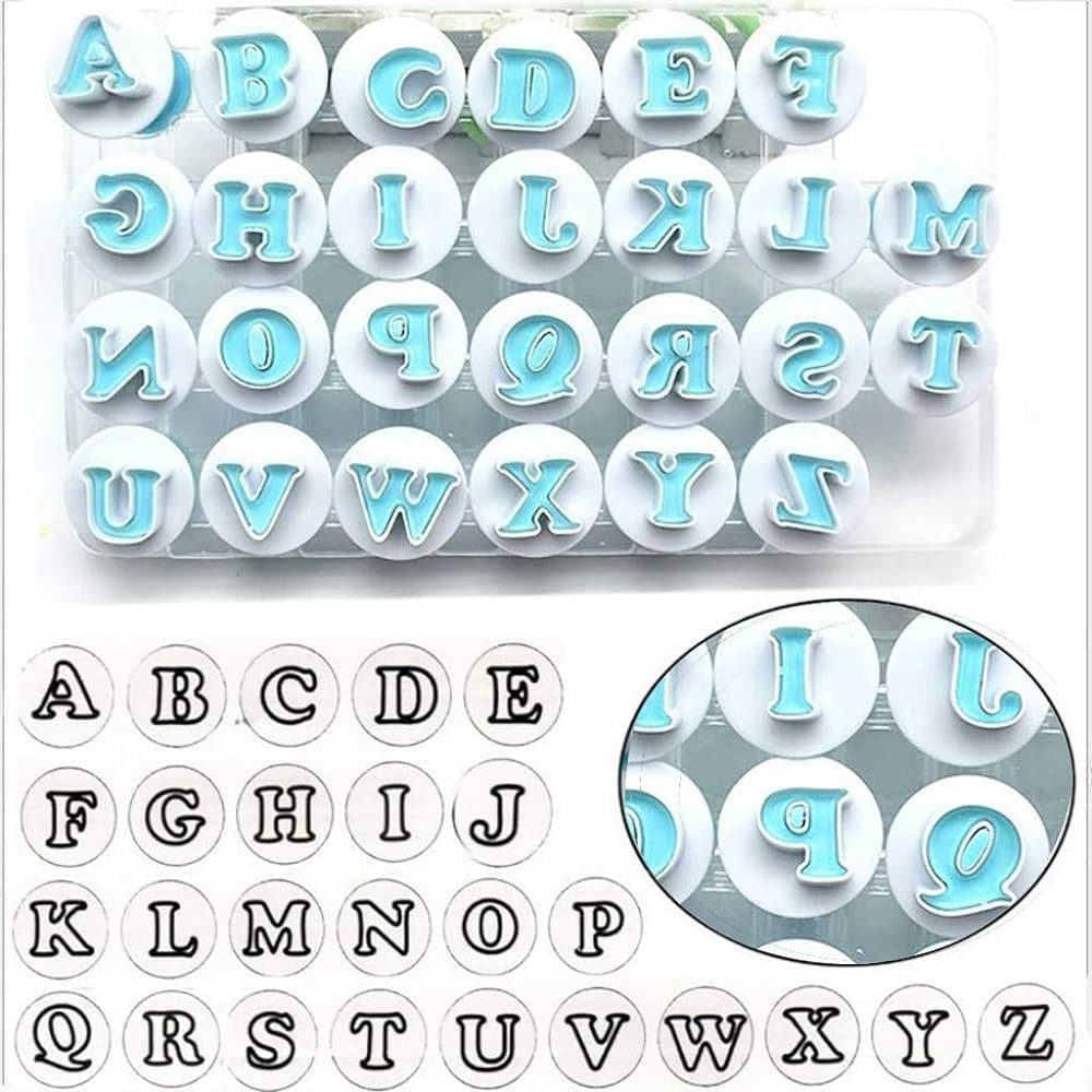 26PCS/Set Cookie Stamp Impress Cookie Cutters Alphabet Letter and Number Fondant Cake Biscuit Mold L | Amazon (US)