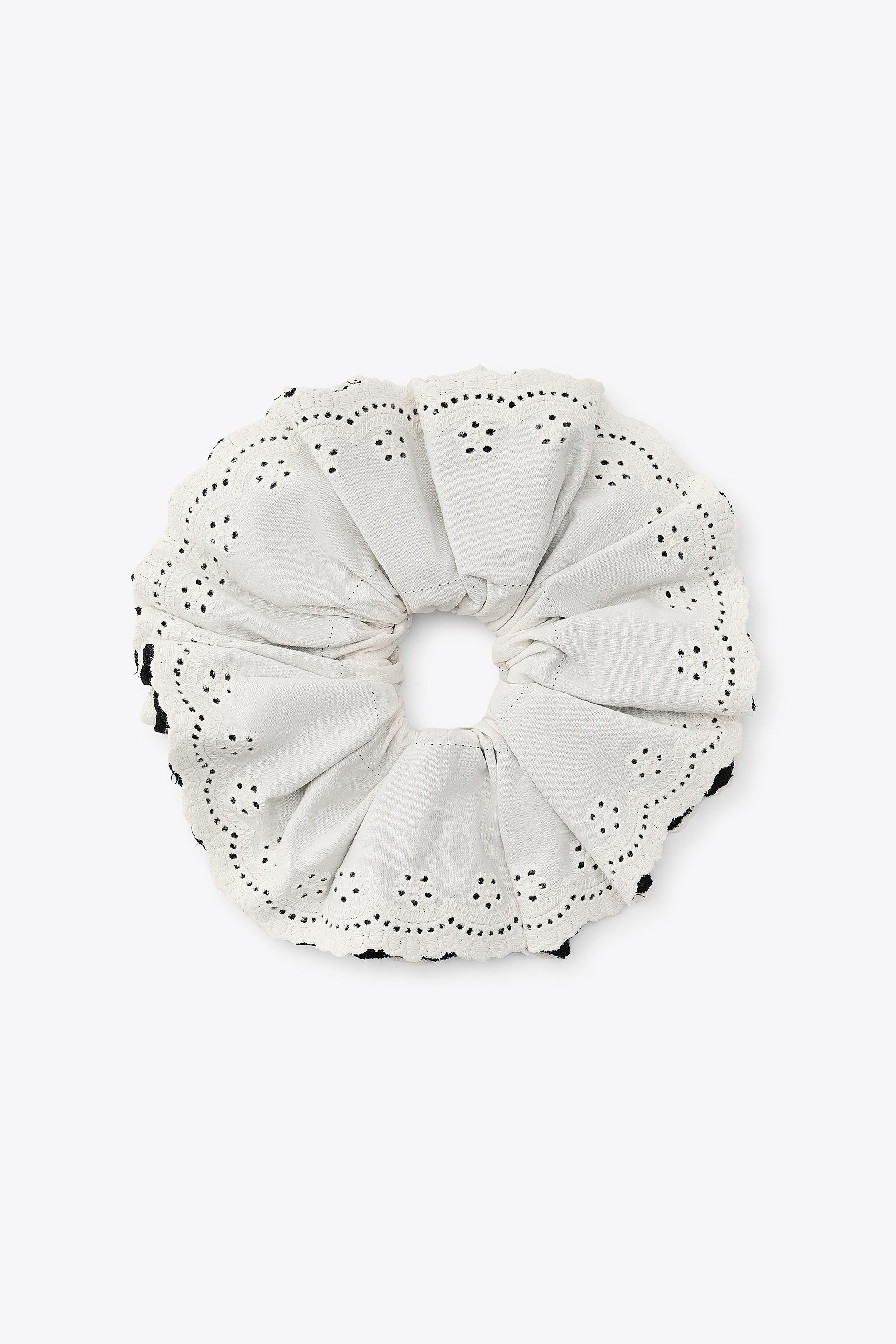 LARGE EMBROIDERED SCRUNCHIE | Zara UK