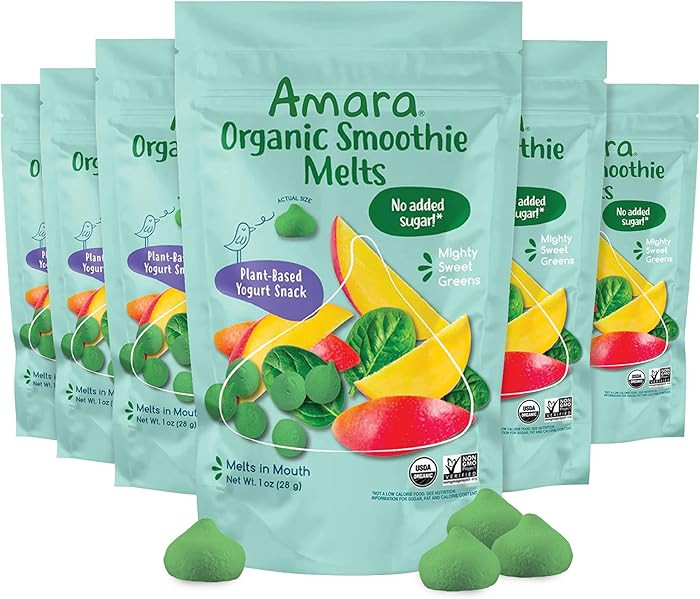 Amara Smoothie Melts - Mighty Sweet Greens - Baby Snacks Made With Fruits and Vegetables - Health... | Amazon (US)