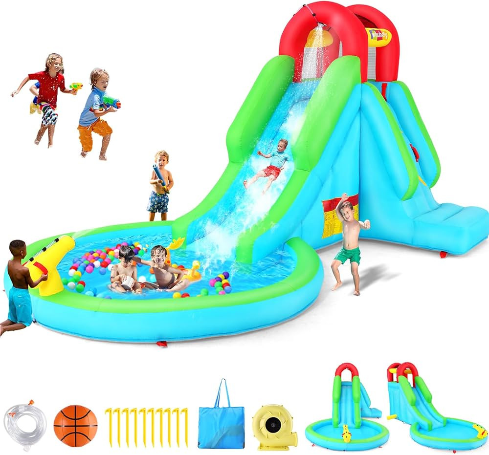 Whubefy Inflatable Water Slide Bounce House,13x8.3ft Blow Up Water Slide for Kids Backyard Water ... | Amazon (US)