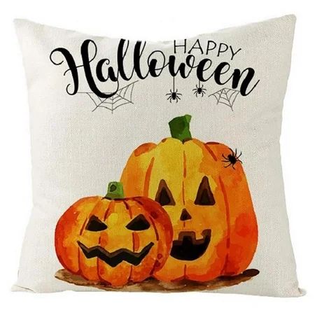 Halloween Pillow Covers 18×18 Inch Trick or Treat Pumpkin Pillow Covers Holiday Rustic Linen Pillow  | Walmart (US)
