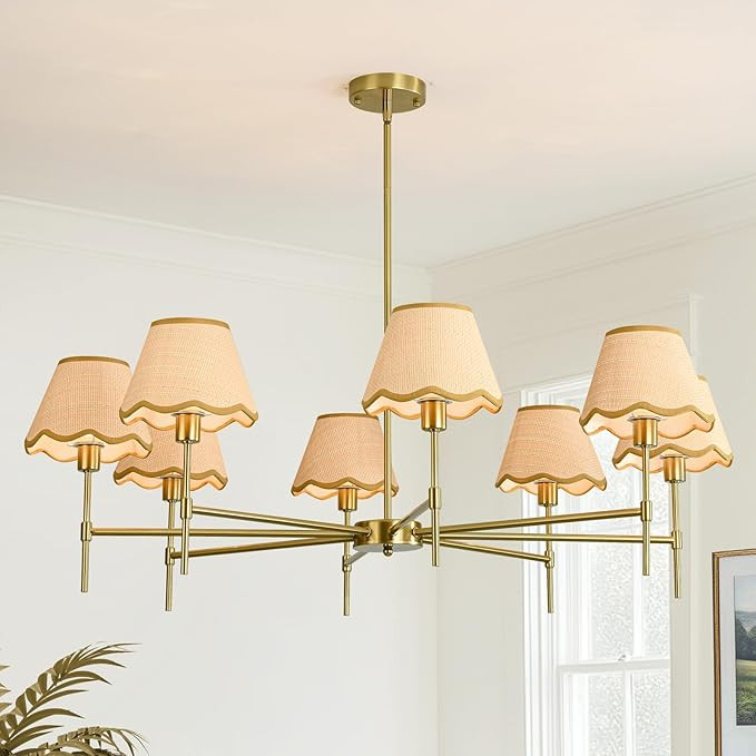 42 Inch Boho Rattan Chandelier, 8-Light Farmhouse Pendant Light Fixture with Wicker Lamp Shade, R... | Amazon (US)