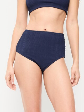 High-Waisted Ribbed Bikini Swim Bottoms | Old Navy (US)