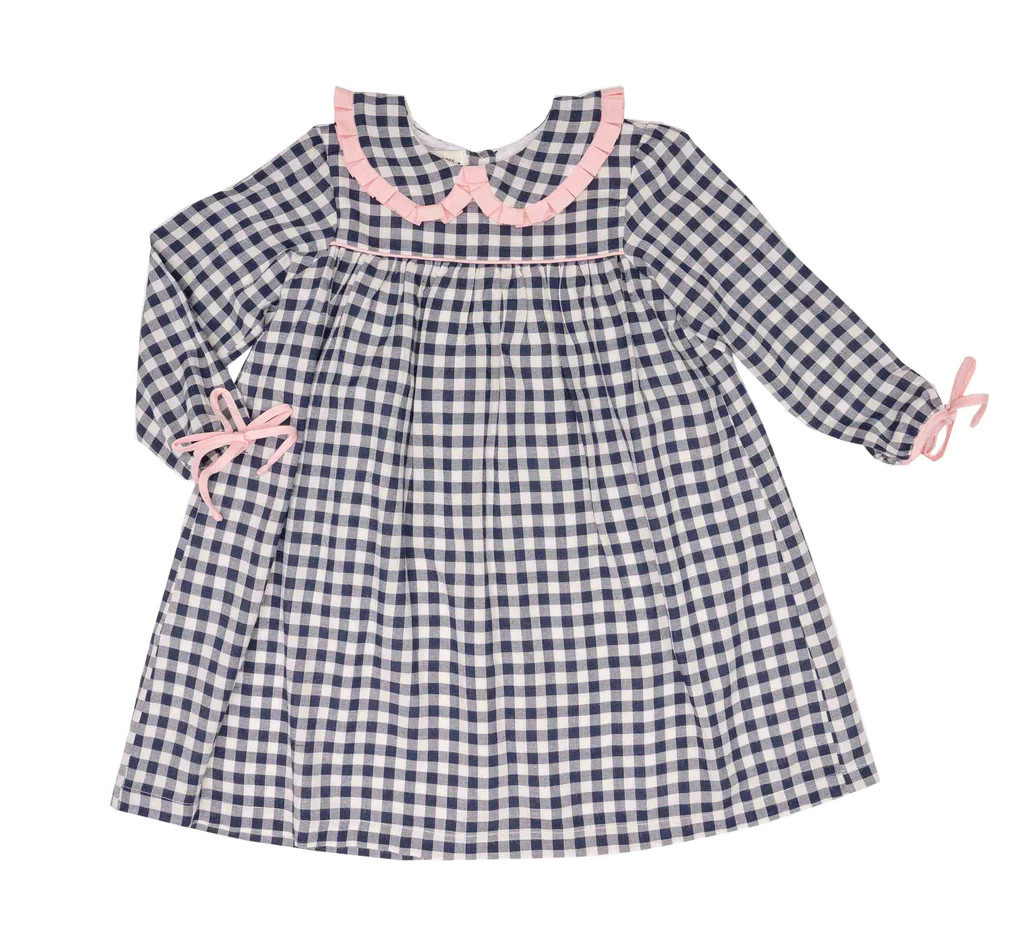 Cecelia Navy Check Pink Dress | The Oaks Apparel Company