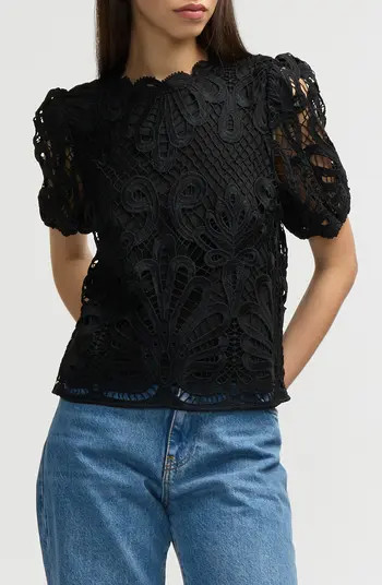 NVLT Mock Neck Short Sleeve Lace Top | Nordstromrack | Nordstrom Rack