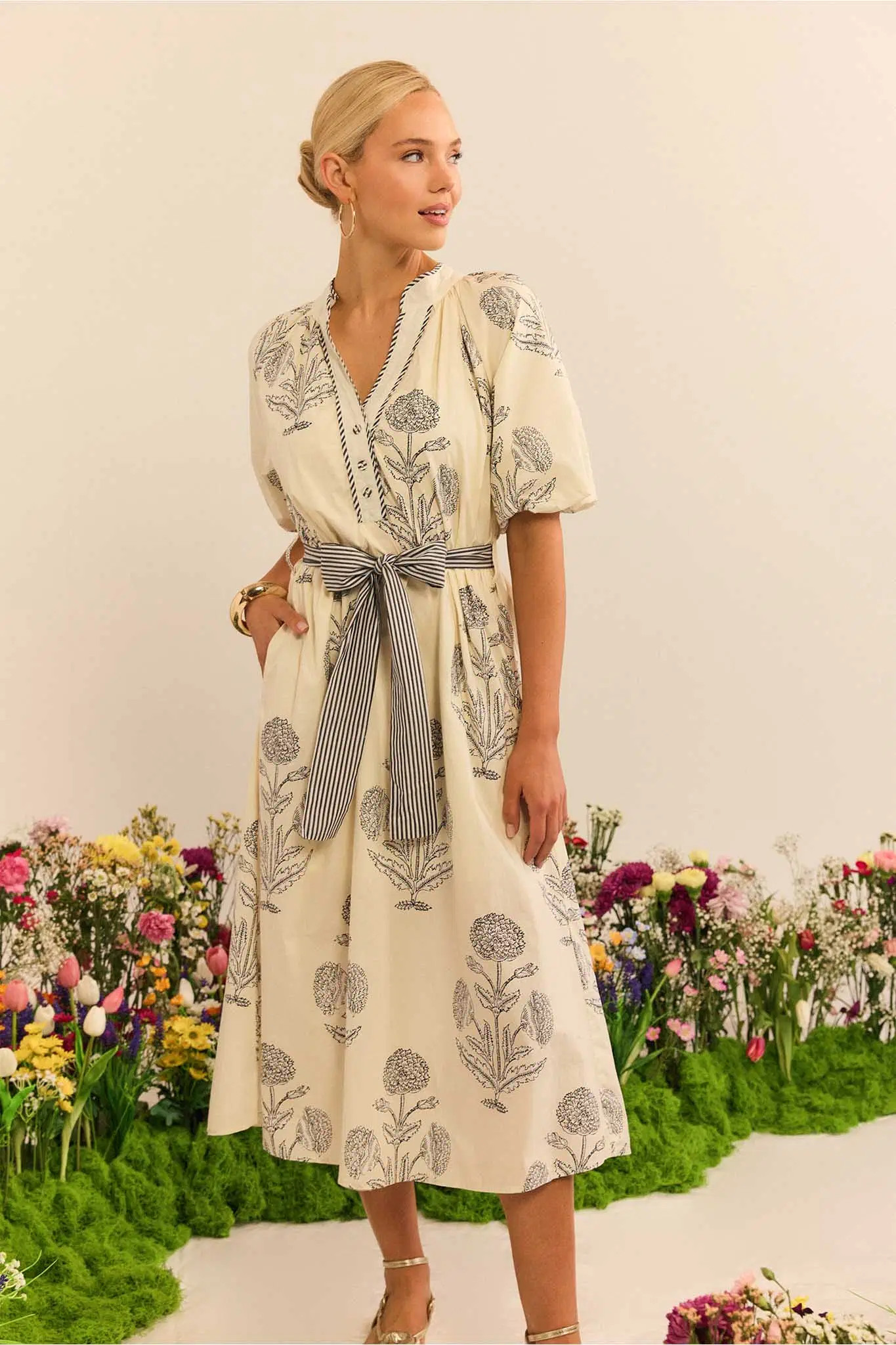 Becca White Floral Print Midi Dress | Avara