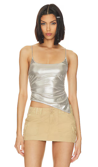 Lexie Metallic Halter Top in Silver | Revolve Clothing (Global)